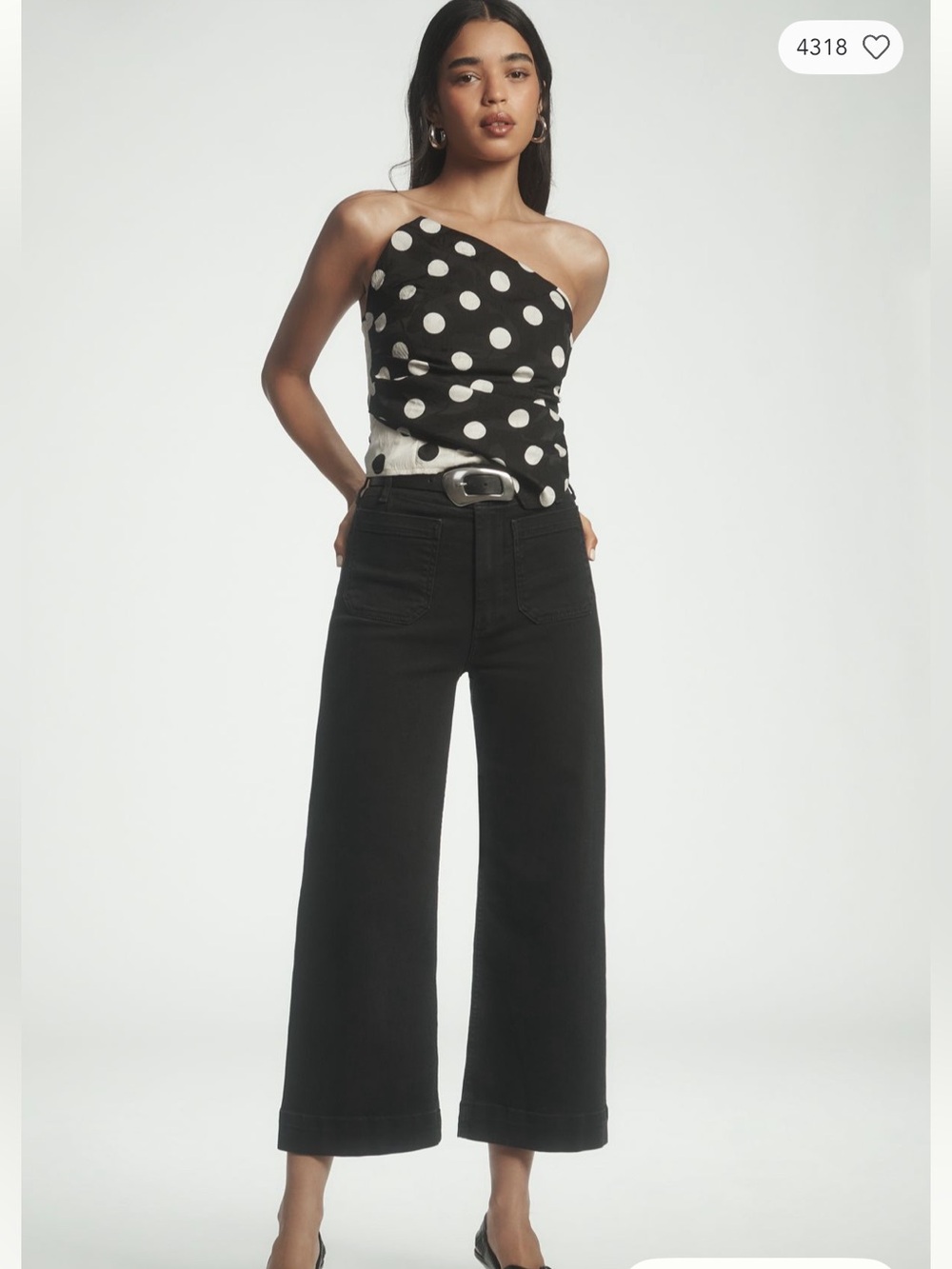 Maeve The Colette Black Cropped Wide-Leg Jeans